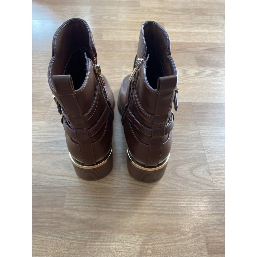 Calvin Klein Jasen Buckle Strap Block Heel Ankle Bootie Brown Size 7M $139 MSRP - Picture 13 of 16